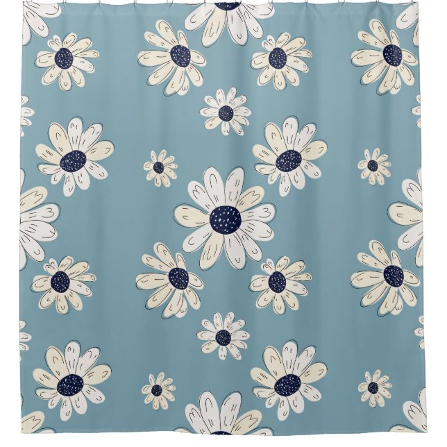Minimalist Daisy Floral Pattern (2) Shower Curtain (Front)