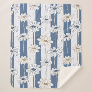 Minimalist Daisy Floral Pattern (3) Sherpa Blanket