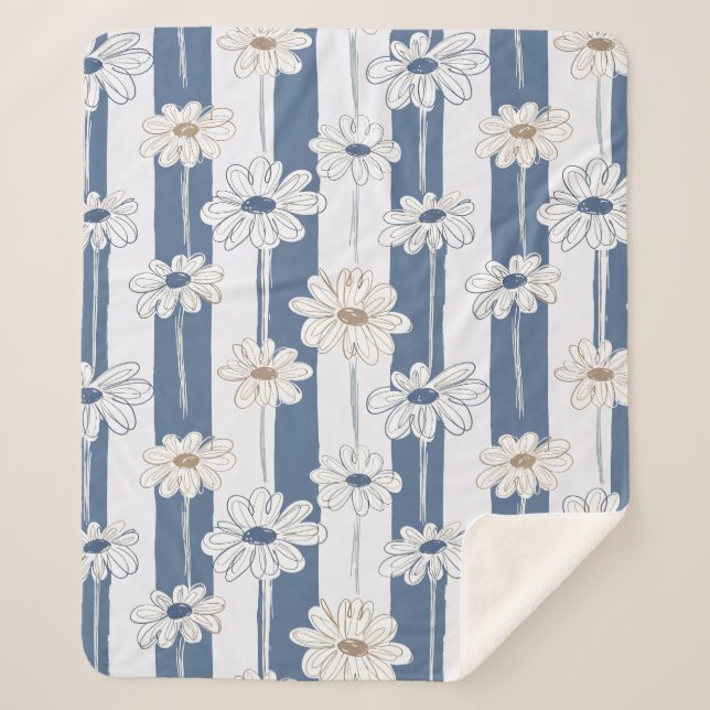 Minimalist Daisy Floral Pattern (3) Sherpa Blanket (Front)