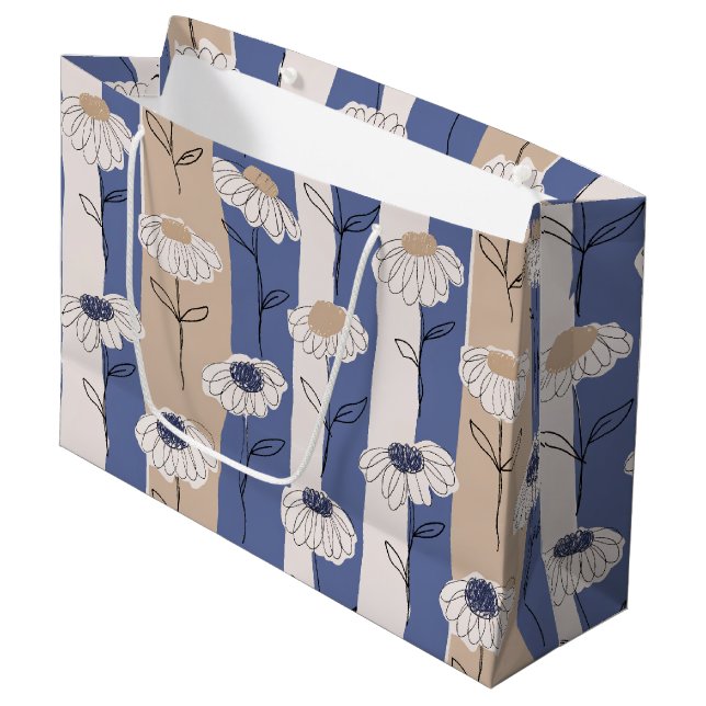 Minimalist Daisy Floral Pattern (4) Large Gift Bag (Front Angled)