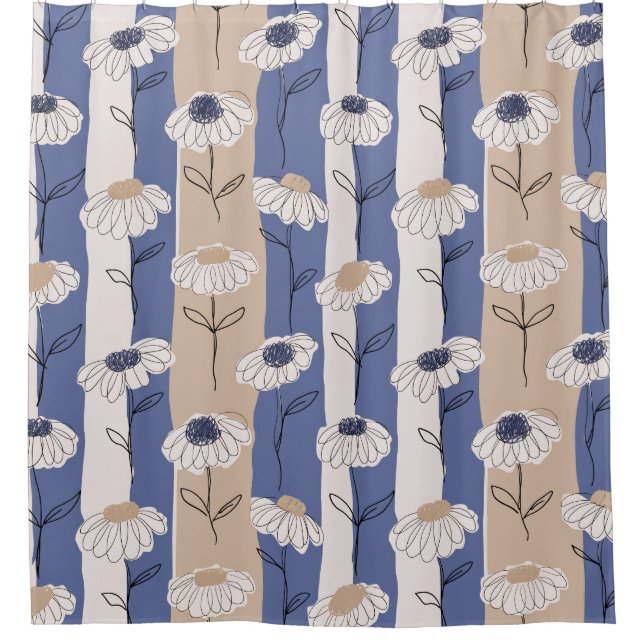 Minimalist Daisy Floral Pattern (4) Shower Curtain (Front)