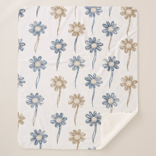 Minimalist Daisy Floral Pattern (5) Sherpa Blanket