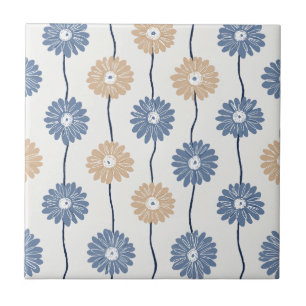 Minimalist Daisy Floral Pattern (6) Ceramic Tile