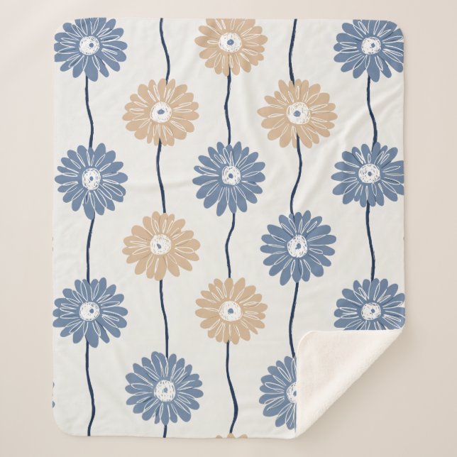 Minimalist Daisy Floral Pattern (6) Sherpa Blanket (Front)