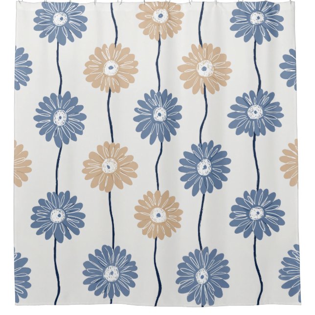 Minimalist Daisy Floral Pattern (6) Shower Curtain (Front)