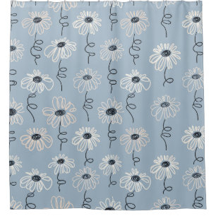 Minimalist Daisy Floral Pattern (7) Shower Curtain