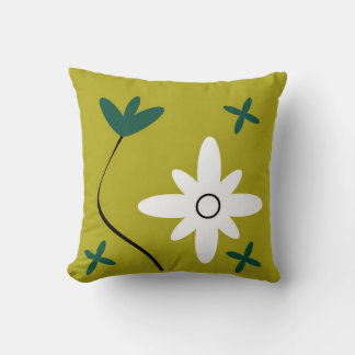 Minimalist Daisy Flower Abstract Botanical Art Cushion