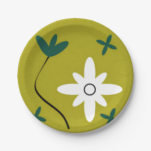 Minimalist Daisy Flower Abstract Botanical Art Paper Plate