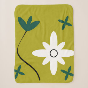 Minimalist Daisy Flower Abstract Botanical Art Sherpa Blanket