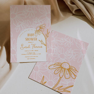 Minimalist Daisy Girl Baby Shower Invitation