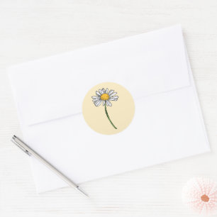 Minimalist Daisy Wedding  Classic Round Sticker