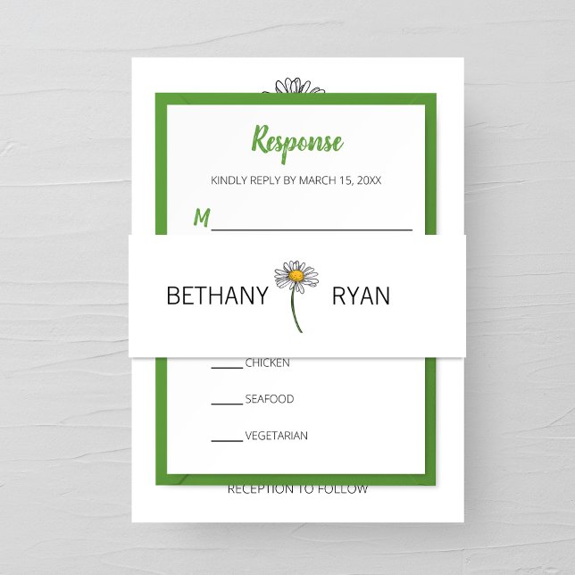 Minimalist Daisy Wedding Invitation Belly Band (Creator Uploaded)