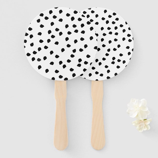 Minimalist Dalmatian Spots Simple Modern Cute Hand Fan (Front and Back)