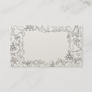 Minimalist Dancing Bride & Groom Line Ink Art Place Card