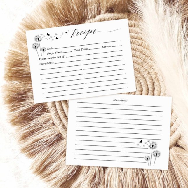 Minimalist Dandelion Flowers Recipe Card (Creator Uploaded)