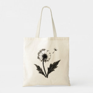 Minimalist Dandelion – Ink Brush Nature Design on Tote Bag