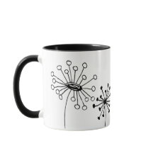 Minimalist Dandelion Mug - Cute Botanical Line Art