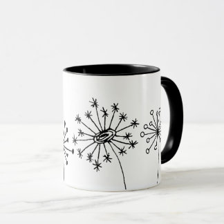 Minimalist Dandelion Mug - Cute Botanical Line Art
