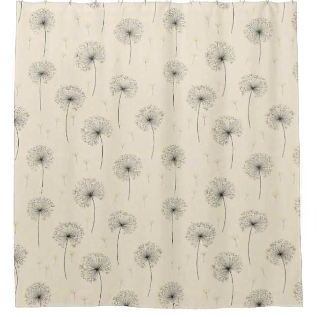 Minimalist Dandelion Seed Pattern Beige (1) Shower Curtain (Front)