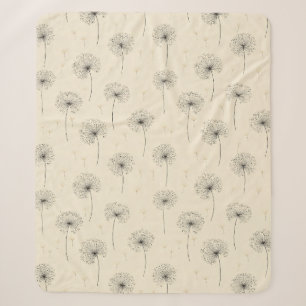 Minimalist Dandelion Seed Pattern Beige Sherpa Blanket