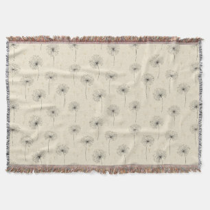 Minimalist Dandelion Seed Pattern Beige Throw Blanket
