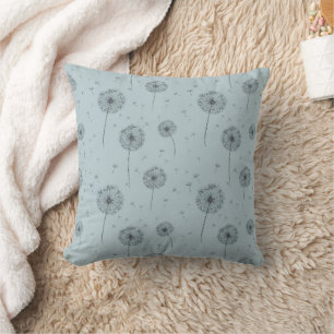 Minimalist Dandelion Seed Pattern Blue (1) Cushion