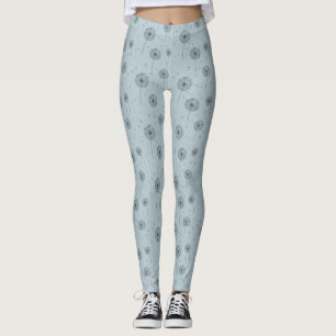 Minimalist Dandelion Seed Pattern Blue (1) Leggings