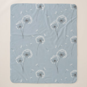 Minimalist Dandelion Seed Pattern Blue (3) Sherpa Blanket