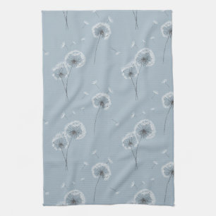 Minimalist Dandelion Seed Pattern Blue (3) Tea Towel