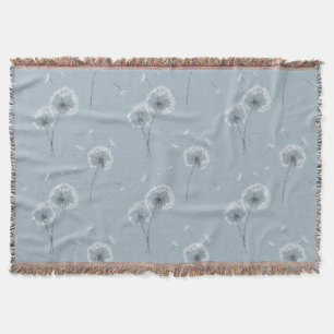 Minimalist Dandelion Seed Pattern Blue (3) Throw Blanket