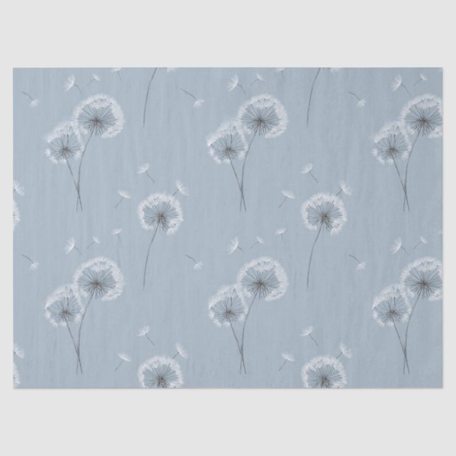 Minimalist Dandelion Seed Pattern Blue (3) Tissue Paper (Front)