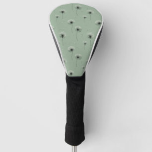 Minimalist Dandelion Seed Pattern Green Golf Head Cover