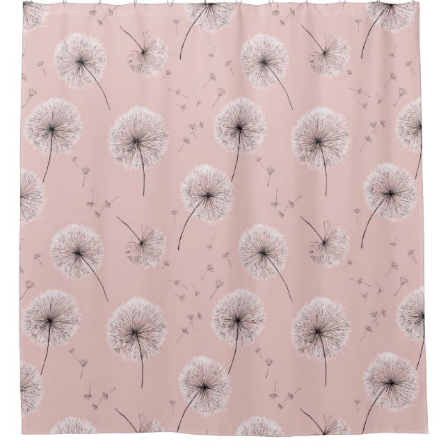 Minimalist Dandelion Seed Pattern Pink (1) Shower Curtain (Front)