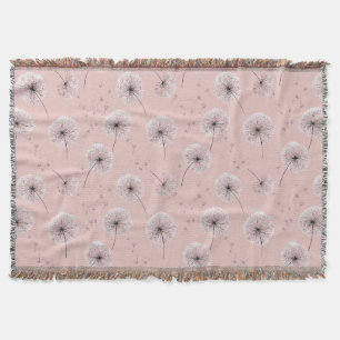 Minimalist Dandelion Seed Pattern Pink (1) Throw Blanket