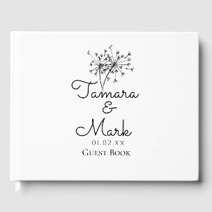 Minimalist Dandelion Wedding Simple Script Guest Book