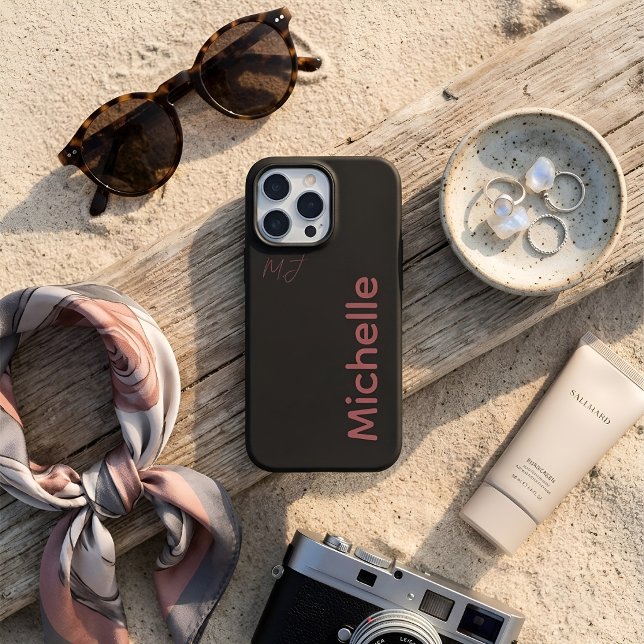 Minimalist Dark Aesthetic Dusty Rose Custom Name Case-Mate iPhone Case (Creator Uploaded)