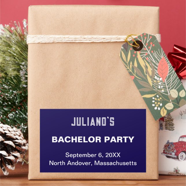 Minimalist Dark Blue Bachelor Party Sticker (Holiday)