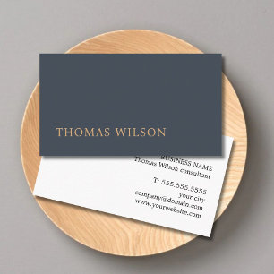 Minimalist Dark Blue Brown Consultant Business Card
