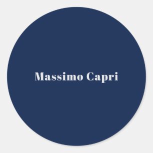 Minimalist Dark Blue Elegant Own Name Bold Text Classic Round Sticker