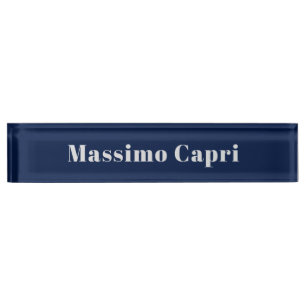 Minimalist Dark Blue Elegant Own Name Bold Text Nameplate