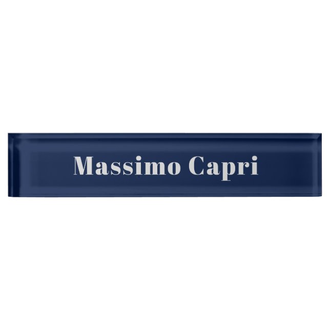 Minimalist Dark Blue Elegant Own Name Bold Text Nameplate (Front)