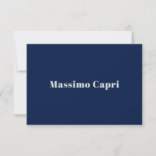 Minimalist Dark Blue Elegant Own Name Bold Text RSVP Card