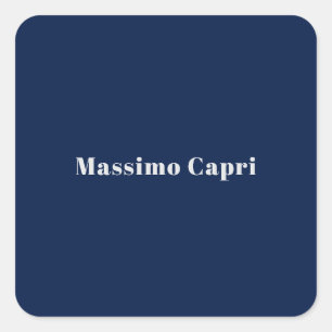 Minimalist Dark Blue Elegant Own Name Bold Text Square Sticker