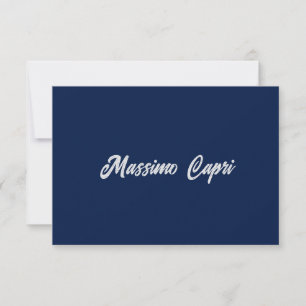 Minimalist Dark Blue Elegant Own Name Bold Text Thank You Card