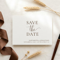 Minimalist Dark Brown Wedding Save The Date Card