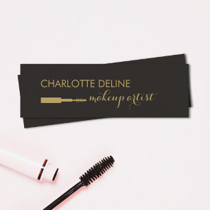 Minimalist Dark Gold Brush Makeup Artist Mini Business Card