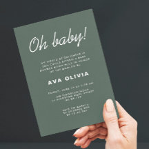Minimalist Dark Green Baby Shower