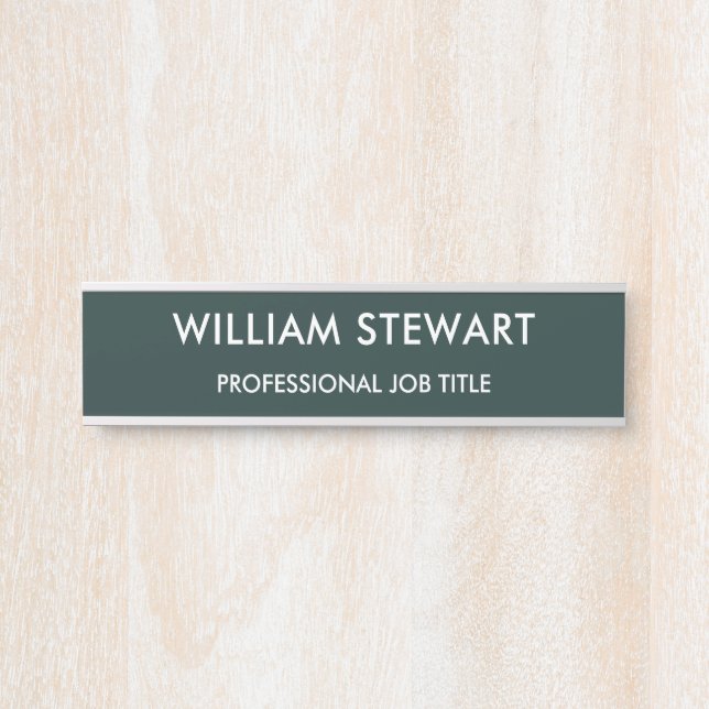 Minimalist Dark Green Employee Staff Door Sign (Front)