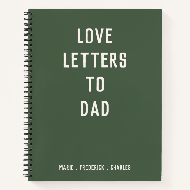Minimalist Dark Green Father's Day Personalised Notebook (Front)