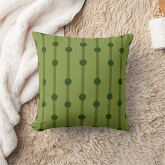 Minimalist Dark Green Geometric Dots and Stripes  Cushion